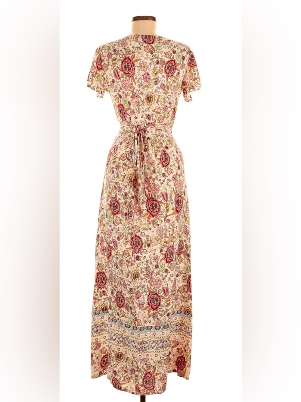 PRETTYGARDEN-Size M-Floral,Paisley, Wrap, 100% Cotton Maxi Dress - Picture 2 of 6